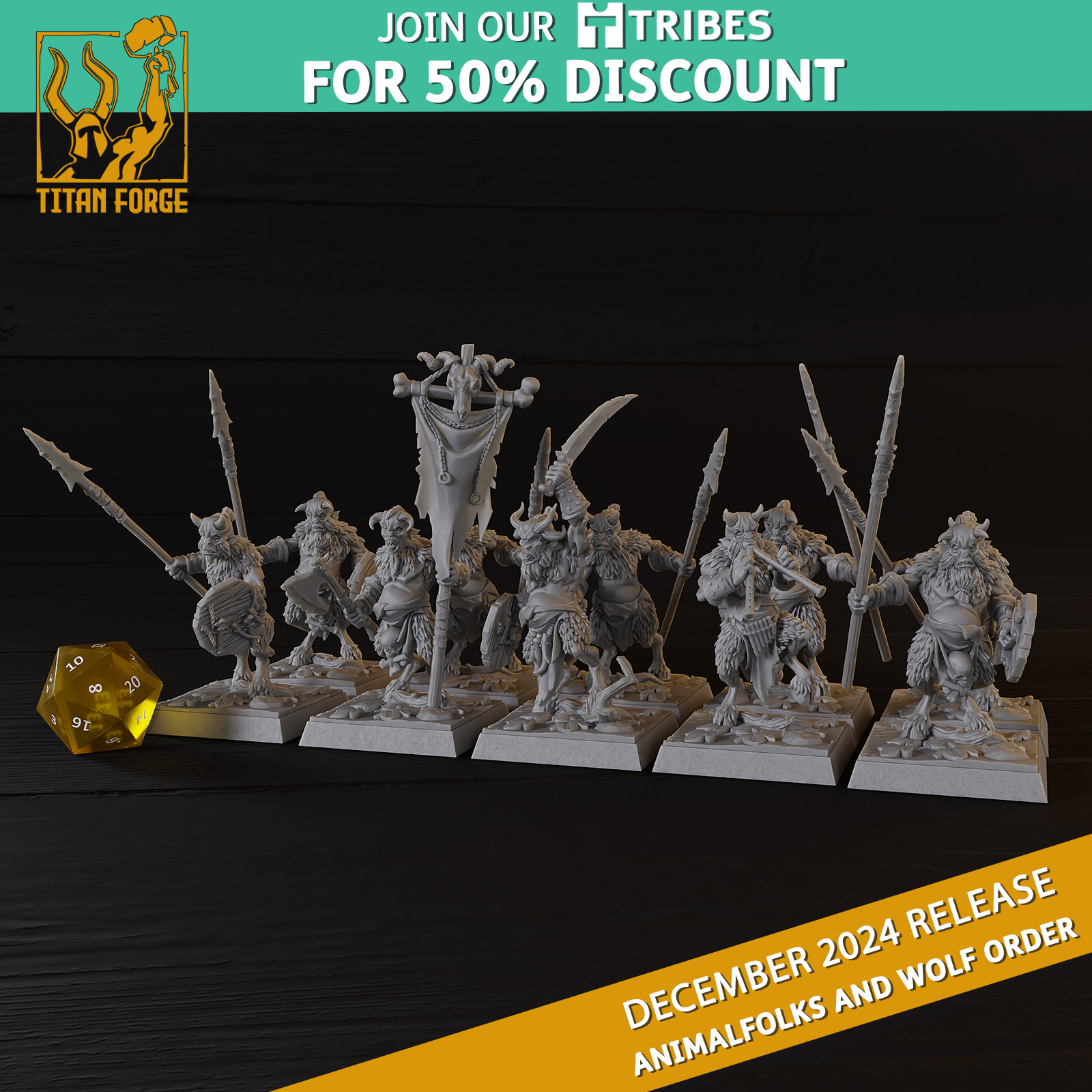 Beast Satyrs Melee - Animalfolks and Wolf Order - Titan Forge Miniatures December 2024
